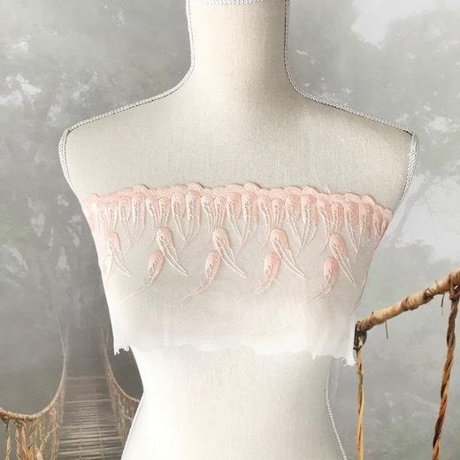 レース 手芸 幅広 フェザー模様 羽模様 ピンク系 刺繍 リボン 飾り