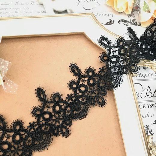 ケミカルレース 花柄 レース リボン 素材 ハンドメイド パーツ 黒 ブラック 手芸 トリム ハンドメイド パーツ 素材 手芸 手作り 装飾 D2 1 Elisabeth Smile Craft Shop 通販 Yahoo ショッピング