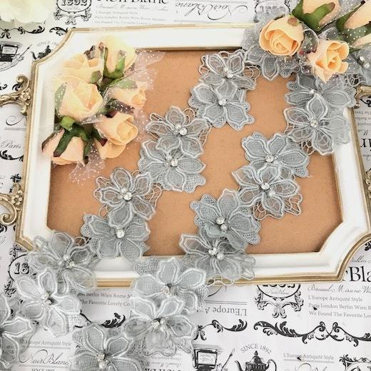 レース リボン 花 手芸 チュールレース 花模様 衣装 装飾 刺繍レース グレー リボン レオタード D3 1 Elisabeth Smile Craft Shop 通販 Yahoo ショッピング
