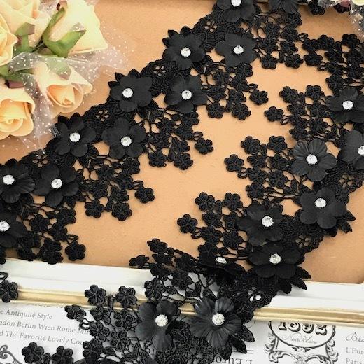 レース リボン 花 手芸 幅広 ケミカルレース 黒 花模様 衣装 装飾 刺繍レース ブラック バレエ衣装 衣装作り レオタード D7 1 Elisabeth Smile Craft Shop 通販 Yahoo ショッピング