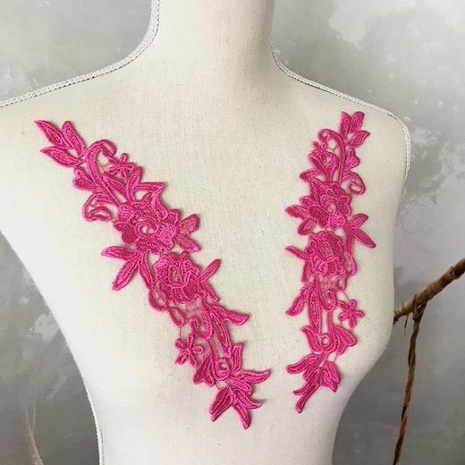 モチーフレース 花柄 モチーフ ペアセット ハンドメイド パーツ ピンク