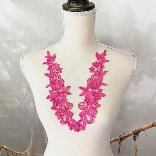 モチーフレース 花柄 モチーフ ペアセット ハンドメイド パーツ ピンク