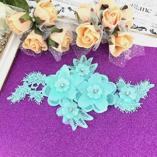 モチーフレース 立体フラワー 花 レースアップリケ ストーン付き ブルー パーツ モチーフレース 3d 衣装 材料 コスチューム バトン ダンス 新体操 ビーズ E2 1 Elisabeth Smile Craft Shop 通販 Yahoo ショッピング