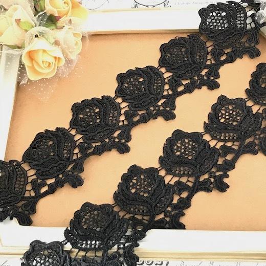 レース リボン 手芸 花 バラ模様 ブラック 黒 衣装 バレエ衣装 ケミカルレース チュチュレース バトン 衣装作り 装飾 E6 1 Elisabeth Smile Craft Shop 通販 Yahoo ショッピング