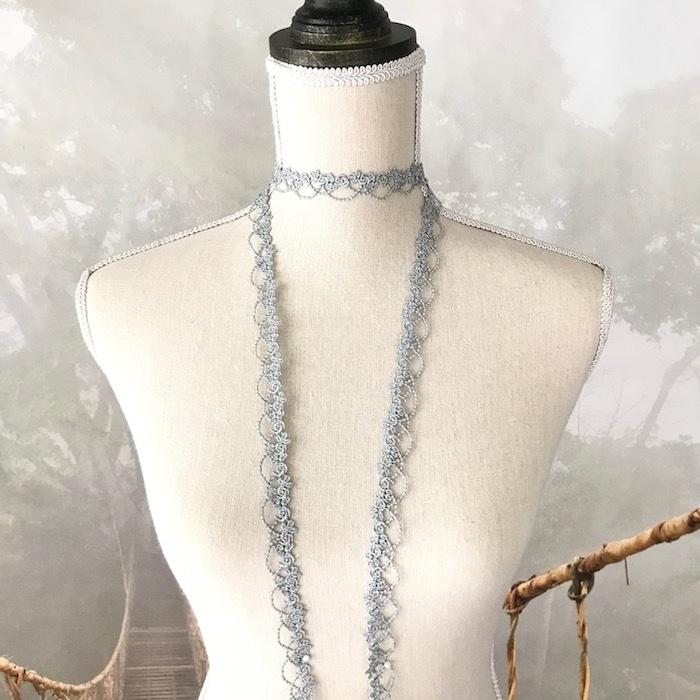 レース リボン 手芸 花柄 シルバー ブレード メタリックレース