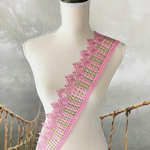 レース ピンク ゴールド 幅広 手芸 リボン 衣装 服飾 レオタード 素材