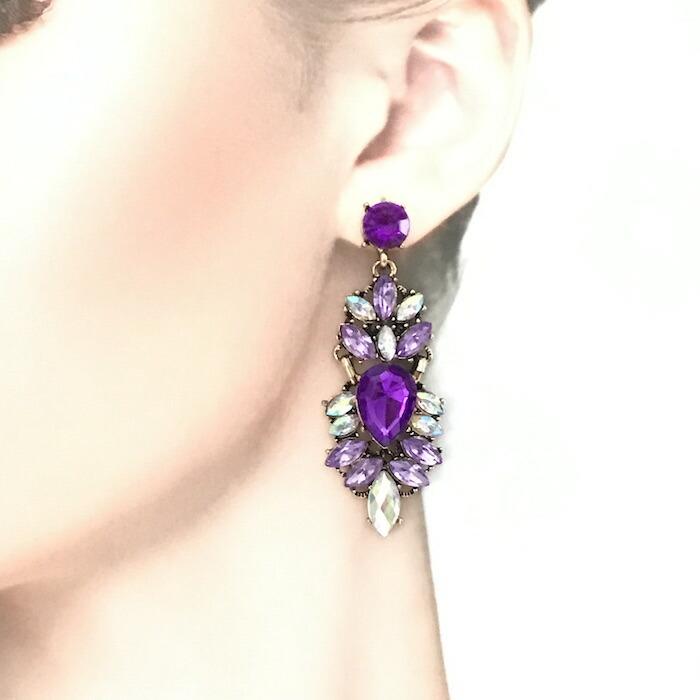 ラインストーン ピアス 衣装 イヤリング アクセサリー デザインピアス 