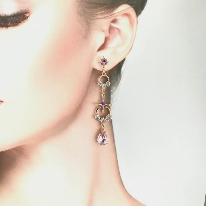 ラインストーン ピアス 衣装 イヤリング アクセサリー デザインピアス 