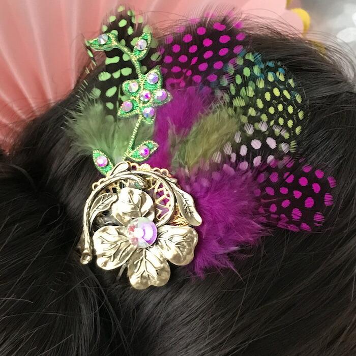 社交ダンス用バタフライヘアアクセサリー ヘア飾り ヘアアクセサリー ヘッドピース コーム 蝶々 バタフライ 羽根