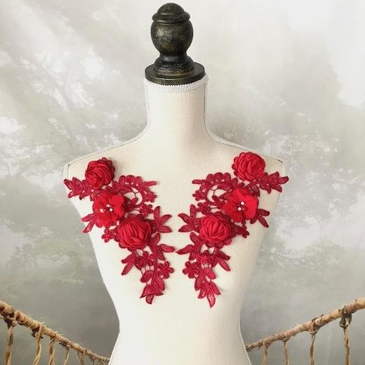 バレエ・レオタード・花・刺繍・レース・デラノ風 レースモチーフ モチーフ 衣装 バトン お花 装飾 レオタード 新