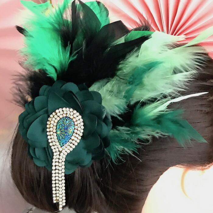 ヘア飾り ヘアアクセサリー ヘッドピース コサージュ 羽根付き