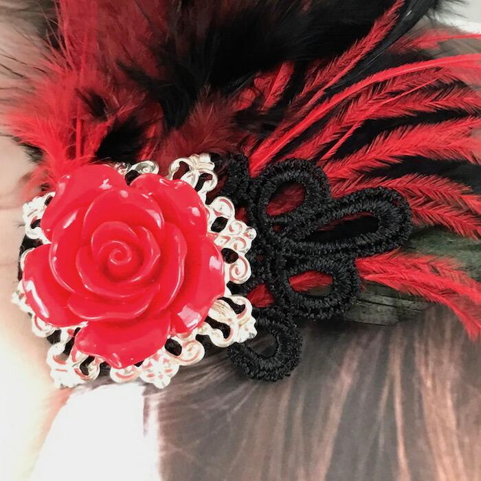 ヘア飾り ヘアアクセサリー ヘッドピース コサージュ 羽根付き