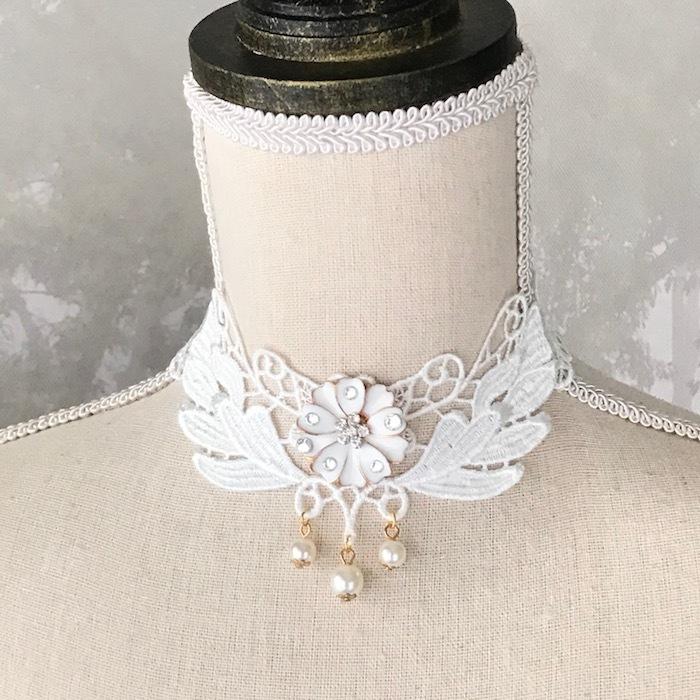 タティングレース チョーカー（白） チョーカー レース レディース 花チョーカー フラワーチョーカー