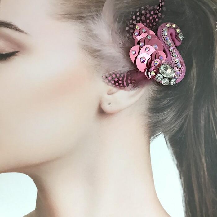 ヘア飾り ヘアアクセサリー ヘッドピース 白鳥 スワン コサージュ 羽根