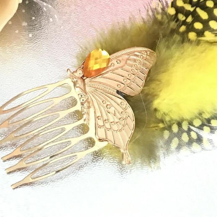 ヘア飾り ヘアアクセサリー ヘッドピース コーム 蝶々