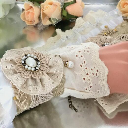 レース カフス レディース 舞台衣装 ロリータ ブレスレット 花柄