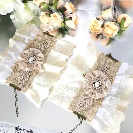 レース カフス レディース 舞台衣装 ロリータ ブレスレット 花柄