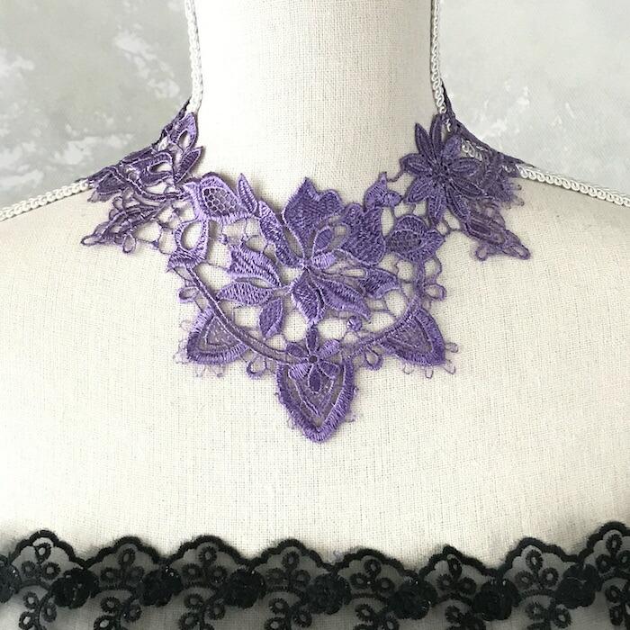 チョーカー レース レディース ネックレス 衣装 紫 パープル