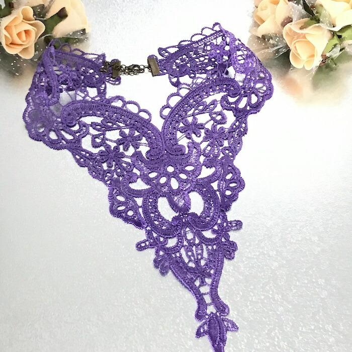 チョーカー レース レディース ネックレス 衣装 紫 パープル