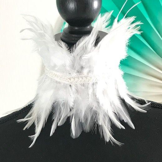 チョーカー フェザーチョーカー ゴシック 白 ホワイト レアルフェザー 