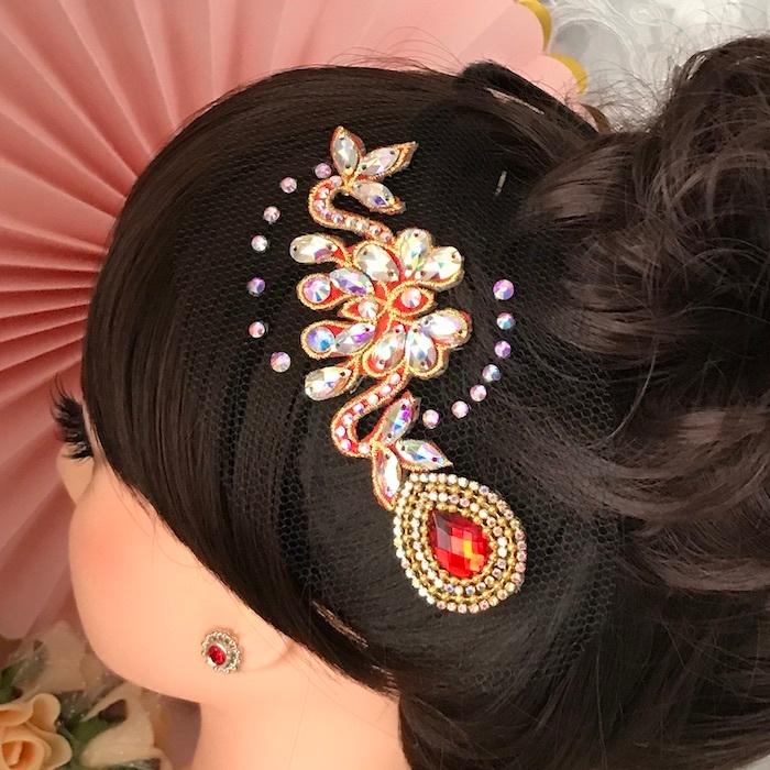社交ダンス用ヘアアクセサリー シニオン　髪飾り　つけ毛 ヘアピース（社交ダンス衣装、用品）｜ダンス、バレエ