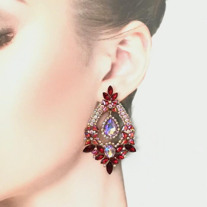 ラインストーン ピアス 衣装 イヤリング アクセサリー デザインピアス 