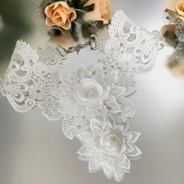 チョーカー レース レディース 花 ネックレス ホワイト 白