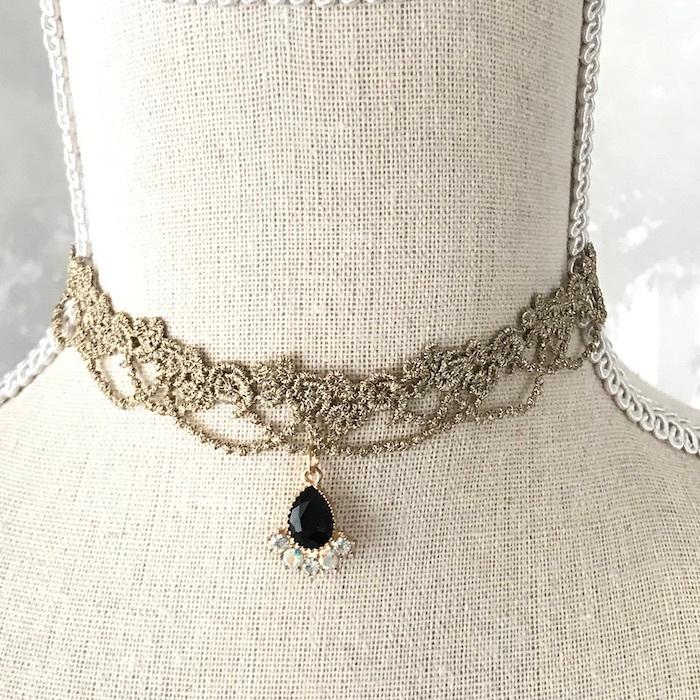 ◇Maki様◇リクエスト　バレエ衣裳セット冠、ネックレス、袖付125cm チョーカー レース アンティーク調 ビクトリア調 ネックレス ゴールド