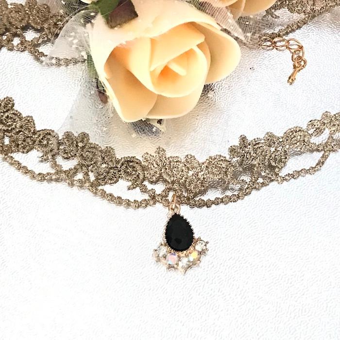 チョーカー レース アンティーク調 ビクトリア調 ネックレス ゴールド