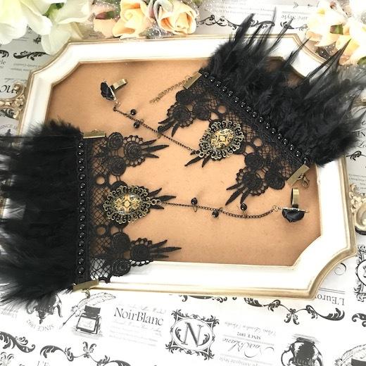 カフス レース 羽根付き レースカフス リング付き ゴスロリ 衣装