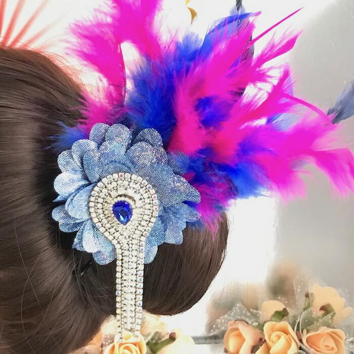ヘア飾り ヘアアクセサリー ヘッドピース コサージュ 羽根付き 