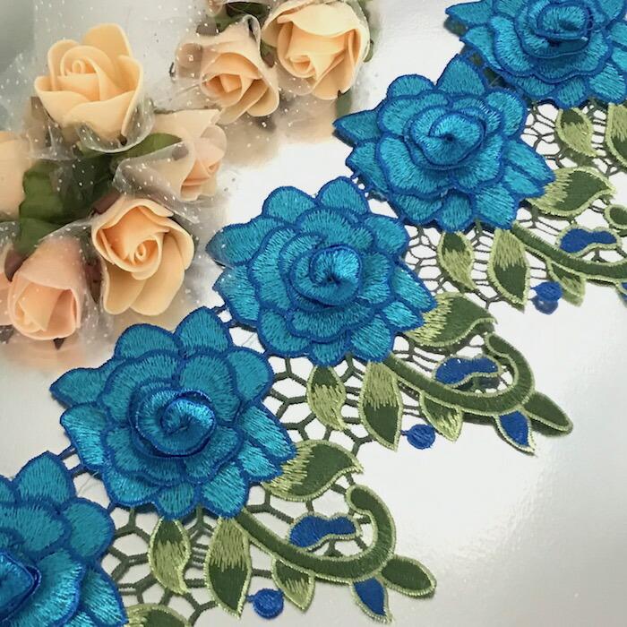 レース 手芸 花レース バラレース バラリボン バラ模様 ブルー リボン 衣装 花 手芸 バレエ衣装 衣装 レオタード ダンス衣装 新体操 チュチュレース F2 1 6102 Elisabeth Smile Craft Shop 通販 Yahoo ショッピング