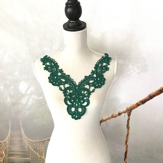 襟レース 花柄 刺繍モチーフ グリーン 衿レース レオタード ハンドメイド 緑 装飾 つけ衿 リメイク 花モチーフ 付け襟 手作り 衣装 F3 1 Elisabeth Smile Craft Shop 通販 Yahoo ショッピング