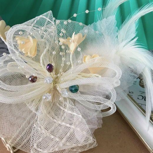 髪飾り 羽フェザー ベージュ ヘッドドレス ヘアアクセサリー 髪飾り 羽フェザー ベージュ ヘッドドレス ヘアアクセサリー