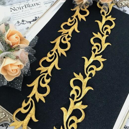 レース アップリケ アイロン用 ゴールド 衣装 刺繍ワッペン ブレード