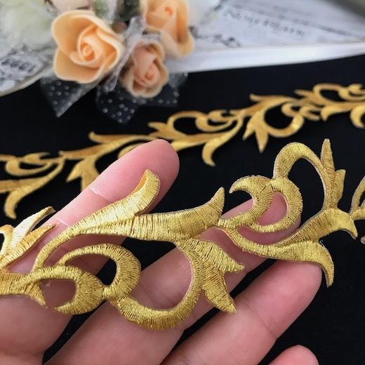 レース アップリケ アイロン用 ゴールド 衣装 刺繍ワッペン ブレード