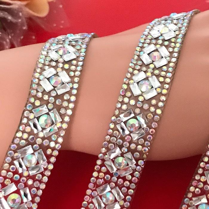 ラインストーン バングル　 ブレスレット 社交ダンス　シルバー　訳あり　オーロラ ベリーダンス 社交 ラインストーン キラキラ 衣装 ブレスレット