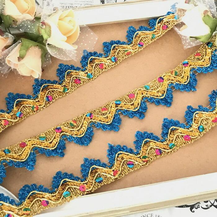 レース リボン 手芸 ゴールド ブレード ブルー トリム メタリックレース スパンコール付き 衣装レース チュチュレース バレエ衣装 服飾 装飾 豪華 L1 1 Elisabeth Smile Craft Shop 通販 Yahoo ショッピング