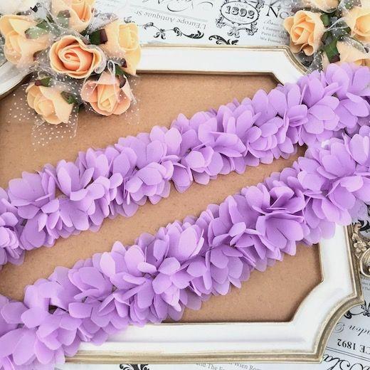 レース シフォン チュールレース 紫 パープル 装飾 衣装 ハンドメイド