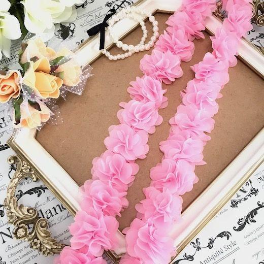 リボン レース トリム 花 立体感 ブレード シフォン リボン ピンク 衣装 装飾 デコレーション 素材 パーツ Lc4 1 Elisabeth Smile Craft Shop 通販 Yahoo ショッピング