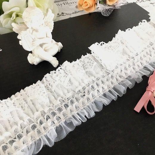2段フリルの裾よけと付け袖のセット　オフホワイトレース　ハンドメイド レース付け袖 「黒 白」つけ袖 3段フリル 和洋ミックス 洋風MIX