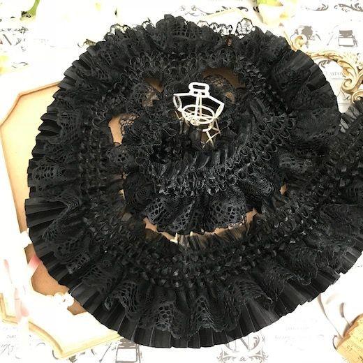 希少！未使用　定価3.2万円　ヨシキヒシヌマ　プリーツトップス　フリルレース黒 真夜中の囁き 2wayトップス | HoshibakoWorks