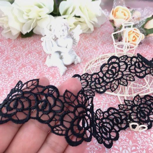 レース バラ 刺繍 ケミカル レース 黒 ハンドメイド パーツ 薔薇 リボン 手芸 素材 材料 花模様 レオタード バトンモチーフ 手作り 花柄 リボン Lc4 1 Elisabeth Smile Craft Shop 通販 Yahoo ショッピング