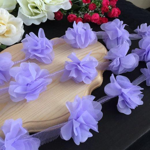 レース 花 レース ブレード 花型 リボン 手作り 飾り 素材 装飾 素材 材料 シフォン 紫 パープル 3d 立体的 Lc9 1 Elisabeth Smile Craft Shop 通販 Yahoo ショッピング