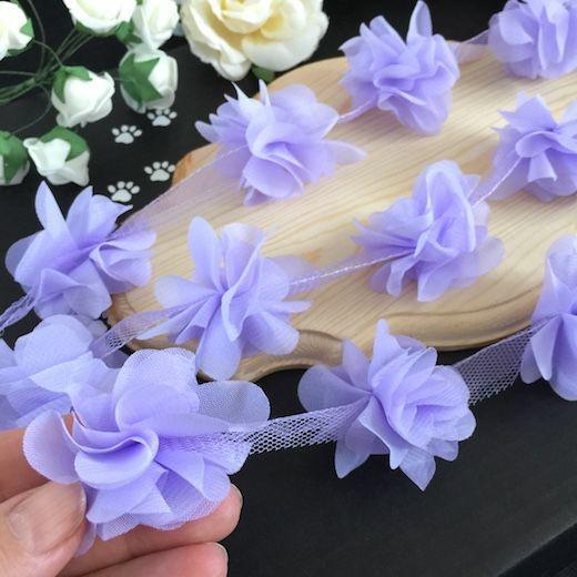 レース 花 レース ブレード 花型 リボン 手作り 飾り 素材 装飾 素材 材料 シフォン 紫 パープル 3d 立体的 Lc9 1 Elisabeth Smile Craft Shop 通販 Yahoo ショッピング