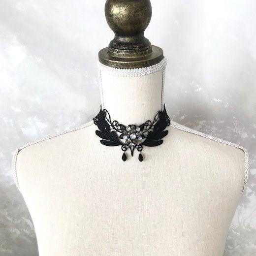 チョーカー レースチョーカー ゴージャス ラインストーン付き