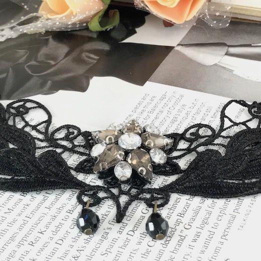 チョーカー レースチョーカー ゴージャス ラインストーン付き