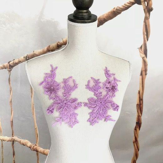 花 刺繍 チュール レース モチーフ スパンコール ダンス レオタード パープル Mo1 1 Elisabeth Smile Craft Shop 通販 Yahoo ショッピング