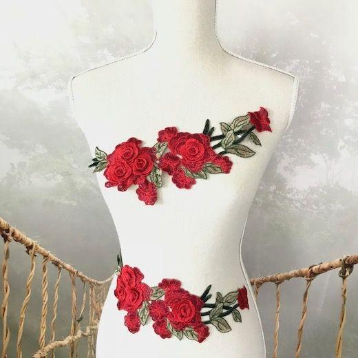 バラ 刺繍 モチーフ レッド 立体 薔薇 衣装 装飾 ダンス バラ 刺繍 モチーフ レッド 立体 薔薇 衣装 装飾 ダンス