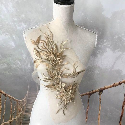 345レモン★チュール★金糸キラキラ★刺繍レース★ハンドメイドマスク N7☆ライトグレー☆チュール☆お花＆ちょうちょ刺繍レース